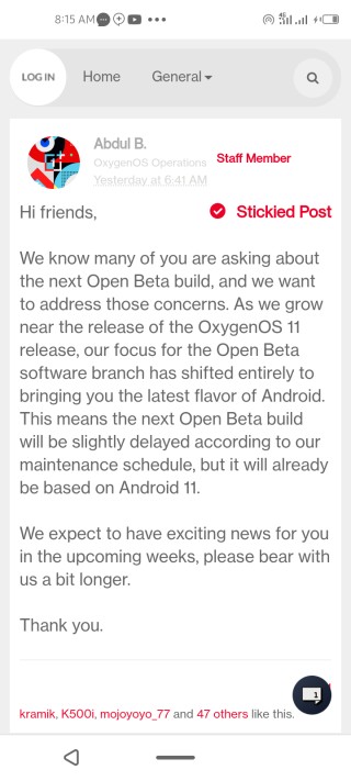open beta oneplus 7 delayed