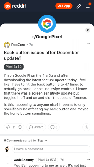 pixel 4a touch issues december