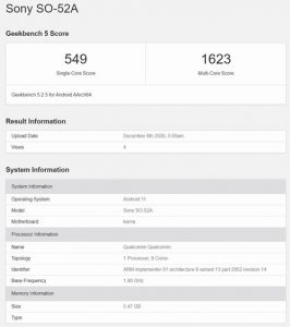 sony-xperia-5-II-android-11-alleged-geekbench-socre