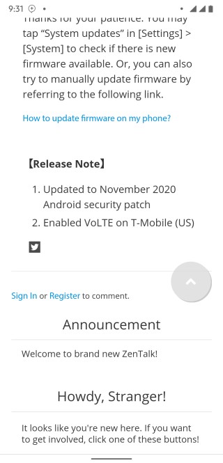 t-mobile nov update zenfone 6 volte support