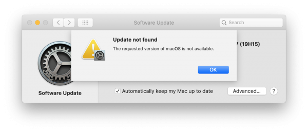 macbook pro macos big sur update not found