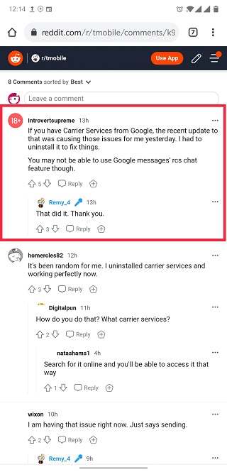 t-mobile sms outage workaround