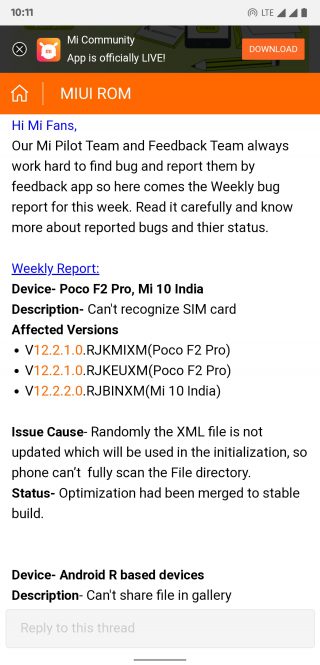 Poco F2 Pro Android 11 issue