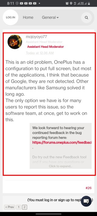OnePlus Full screen issue