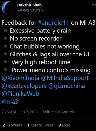 bugs-and-issues-after-Mi-A3-Android-11-update