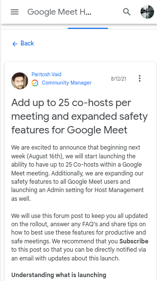 co hosting google meet