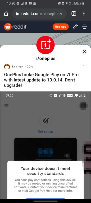 reddit oneplus 7 gpay not working