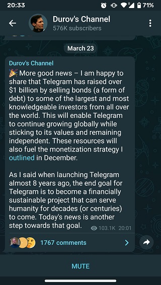 Telegram-generates-1-billion-by-selling-debts