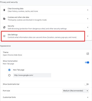 google chrome pop up blocker settings