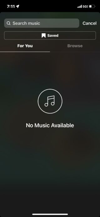 instagram music is unavailable