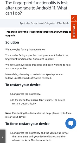 sony-fingerprint-issue-android-11-update