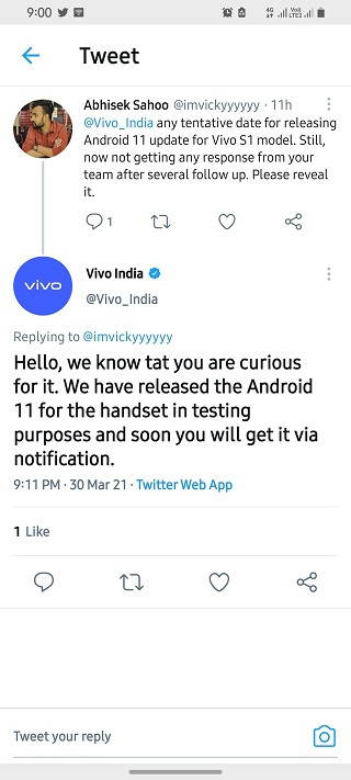 vivo s1 android 11