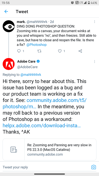 Adobe-Photoshop-22.3-freezing-issue-acknowledgement-Twitter