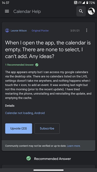 Google-Calendar-Android-web-app-broken-blank-empty-issue