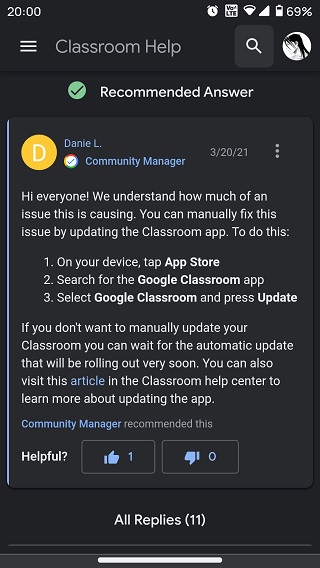 Google-Classroom-black-screen-issue-fixed-official-cooment
