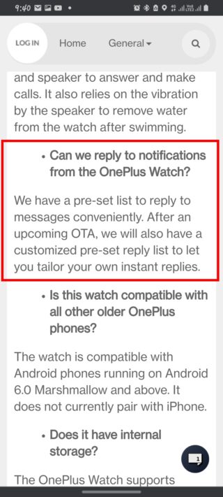 notifications oneplus watch
