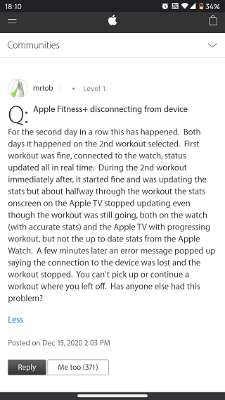 Apple-Fitness+-disconnecting-issue-old-reports