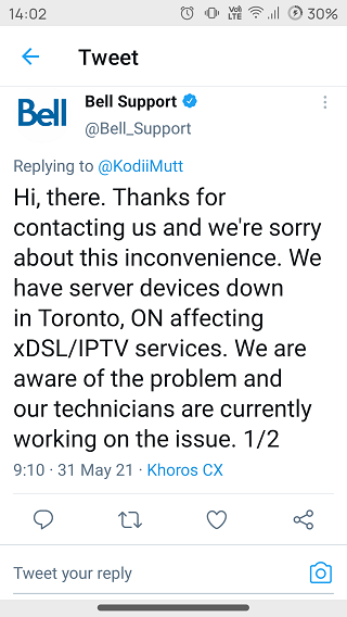 Bell-server-issues-acknowledgement