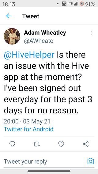 Hive-Smart-Home-app-logging-out-issue
