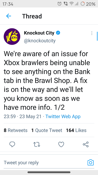 Knockout-City-Bank-not-working-issue-acknowledged