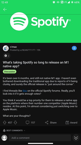 Spotify-Apple-M1-support-still-not-added