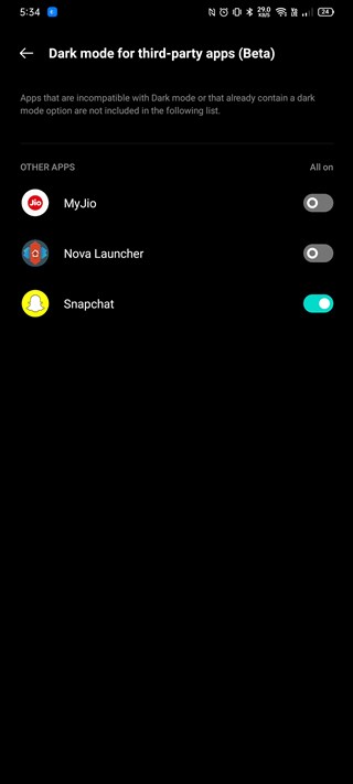 dark mode snapchat