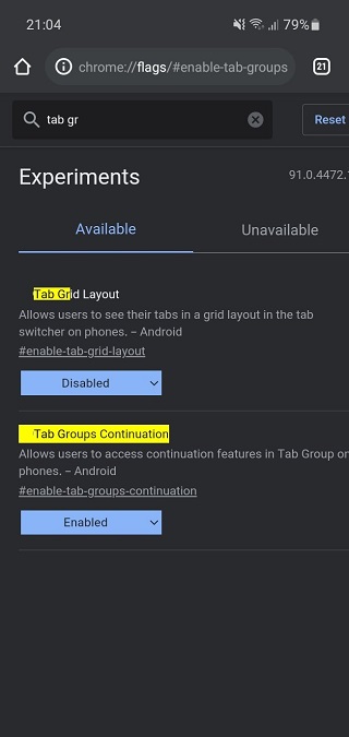 Chrome_tab_group_disable_updatev91