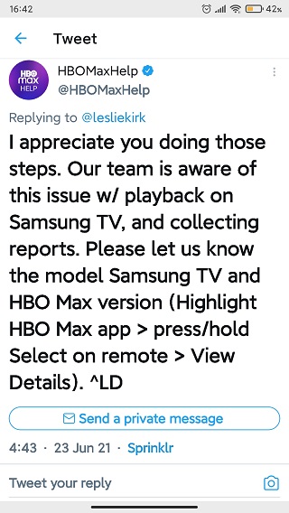 HBO-Max-playback-issue-on-Samsung-TV-acknowledgement