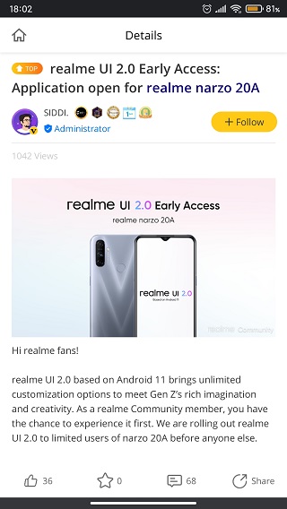 Narzo-20A-Realme-UI-2.0-Android-11-Early-Access-announcement