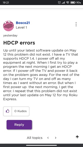 Roku-HDCP-error-code-020-reports