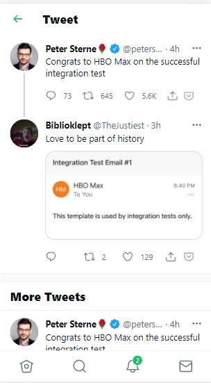 integration test hbo max