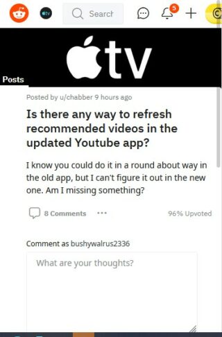 reddit recommended videos apple tv youtube