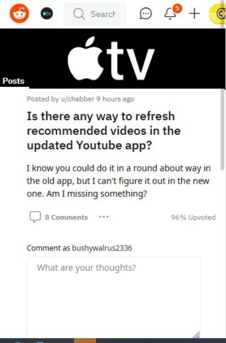 Apple Tv Users Can T Refresh Recommendations In Updated Youtube App