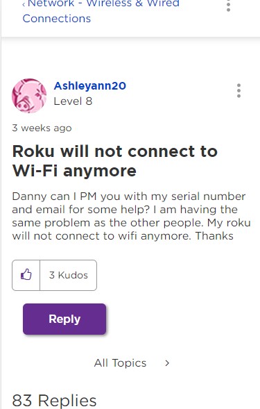 roku won't connect to wi-fi