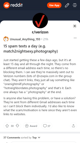 Verizon Users Receiving Photography Spam Texts From Gmail Accounts