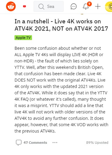 ATV YT TV 4K issue