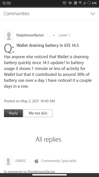 Apple-Wallet-draining-battery-issue-thread