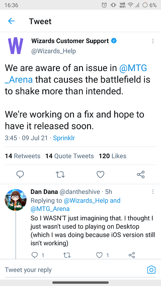 MTG-Arena-battlefiled-shake-issue-acknowledgement