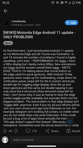 Motorola-Edge-Android-11-update-issues-Reddit-thread