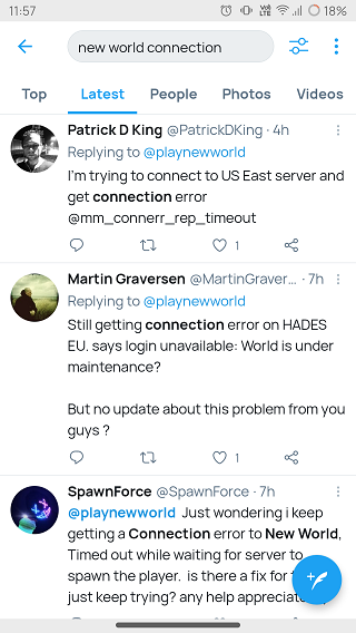 New-World-Connection-error-reports-Twitter