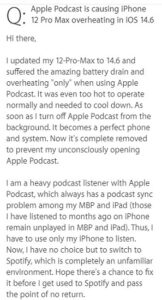 Apple Podcasts causing battery drain and overheating on iOS 14.6 update