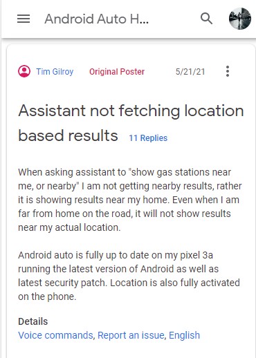assistant not fetching location based results