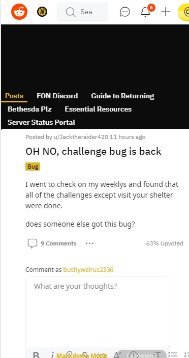fallout 76 challenge bug is back