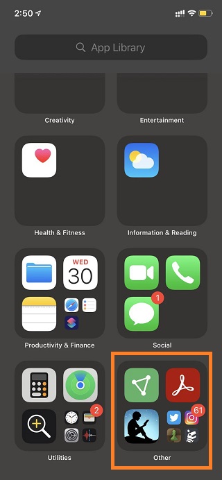 iOS-App-Library-Other-folder-issue