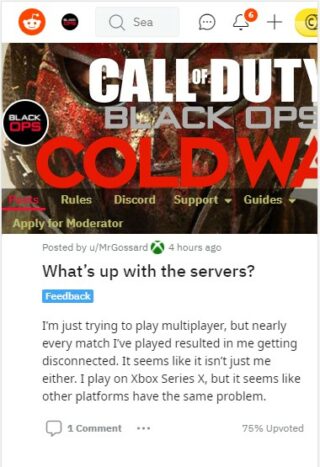 cod servers issue