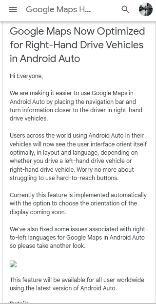 android auto maps optimised for right hand drive cars