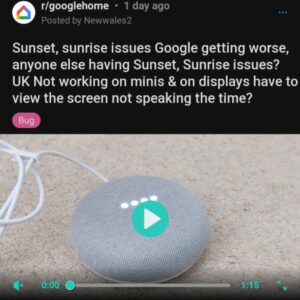 Google Nest Hub sunset bug