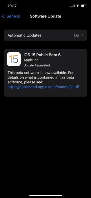iOS 15 public beta 6