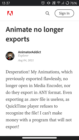 Adobe Animate not exporting MOV videos on Mac is a known issue