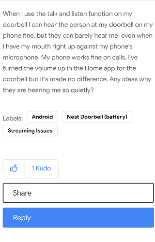 Google-Nest-Doorbell-Talk-and-Listen-volume-too-low